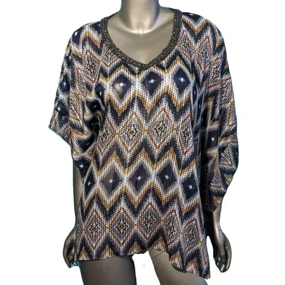 Chico's Aztec Print Scarf Blouse